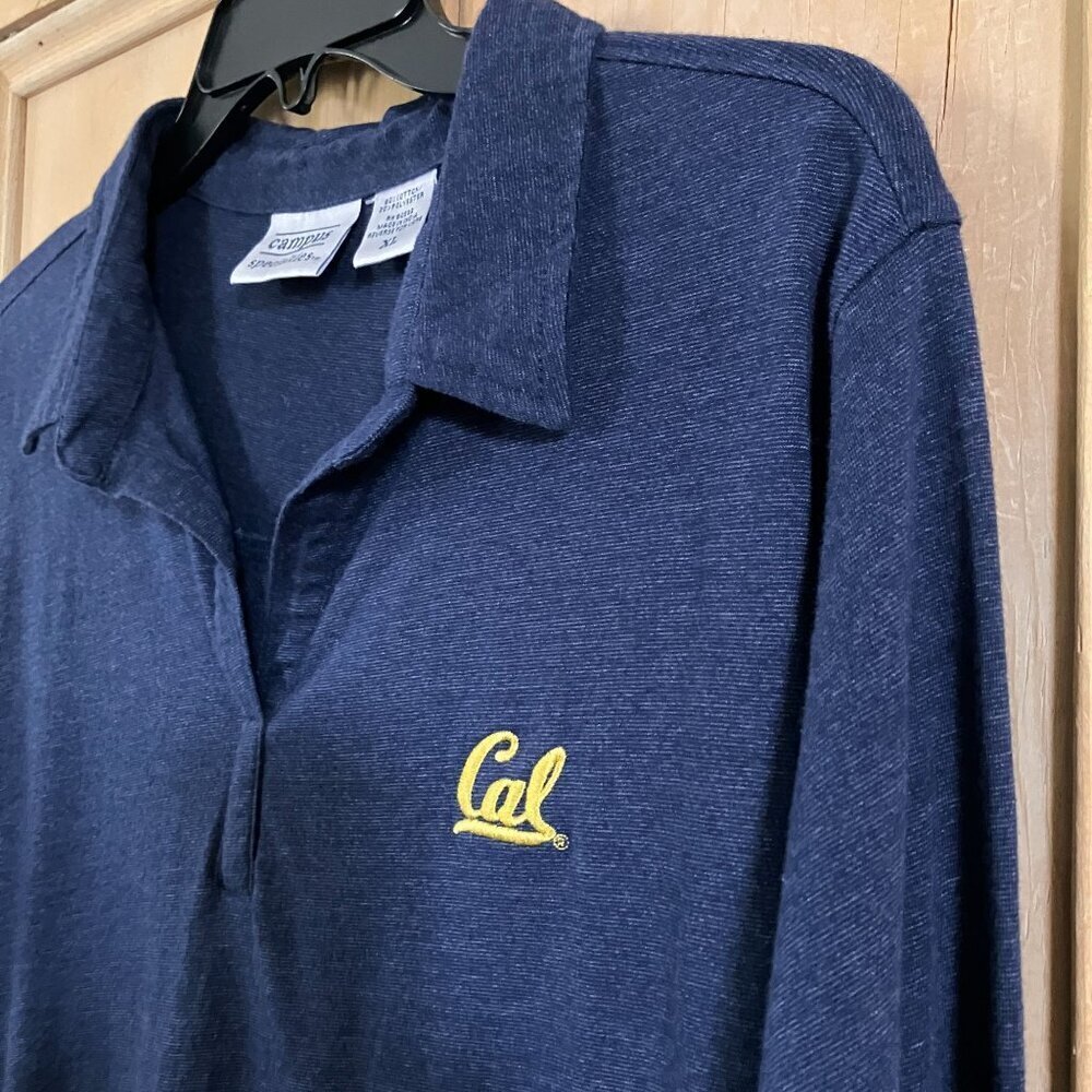 Campus Womens Cal Berkeley Embroidered Henley Polo Shirt Size XL Blue SP NWT - Picture 3 of 10